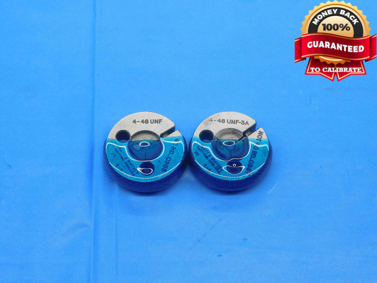 4 48 UNF 3A THREAD RING GAGES #4 .112 .1120 GO NO GO P.D.'S = .0985 & .0967 - DS0704BU