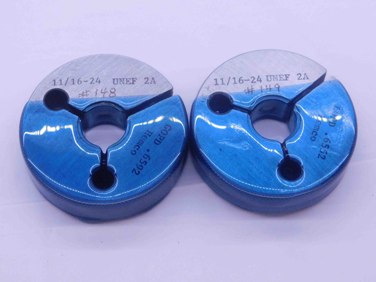 11/16 24 UNEF 2A THREAD RING GAGES .6875 GO NO GO P.D.'S = .6592 & .6552 CHECK - 1116242AR1