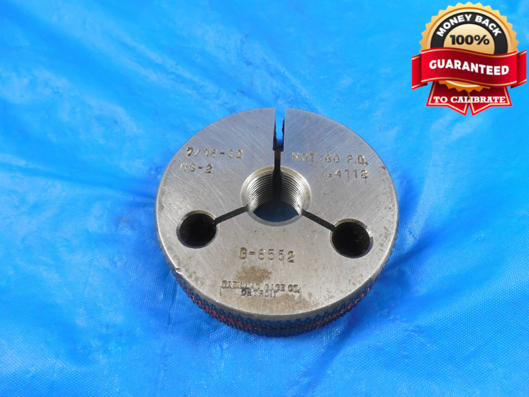 7/16 32 NS 2 THREAD RING GAGE.4375 NO GO ONLY P.D. = .4118 QUALITY 7/16-32 TOOL