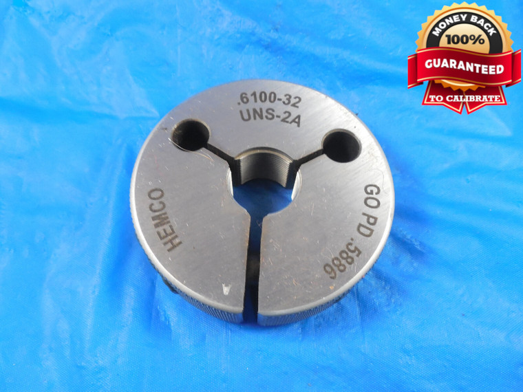 .6100 32 UNS 2A THREAD RING GAGE 0.61 GO ONLY P.D. = .5886 QUALITY .6100-32 TOOL