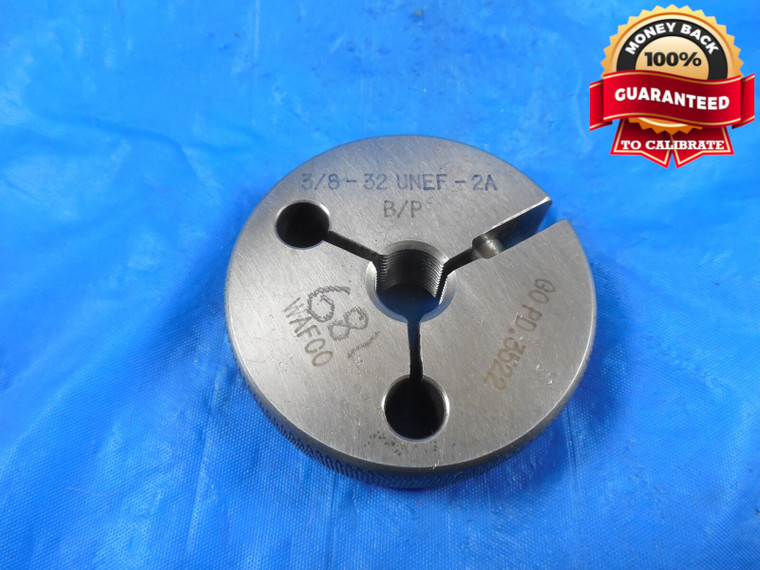 3/8 32 UNEF 2A BEFORE PLATE THREAD RING GAGE .375 GO ONLY P.D.= .3522 B/P TOOL