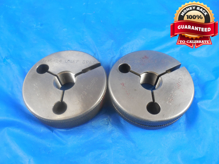 9/16 24 UNEF SPECIAL THREAD RING GAGES .5625 GO NO GO P.D.'S= .5340 & .5280 SPEC