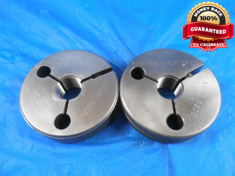 9/16 24 UNEF SPECIAL THREAD RING GAGES .5625 GO NO GO P.D.'S= .5320 & .5300 SPEC