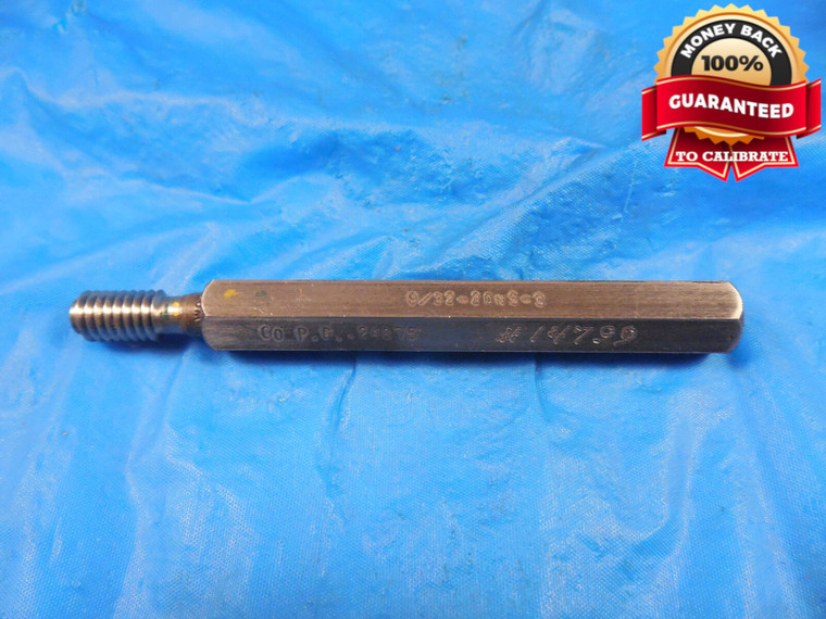 9/32 20 NS 3 THREAD PLUG GAGE .2812 GO ONLY P.D. = .24875 QUALITY 9/32-20 TOOL