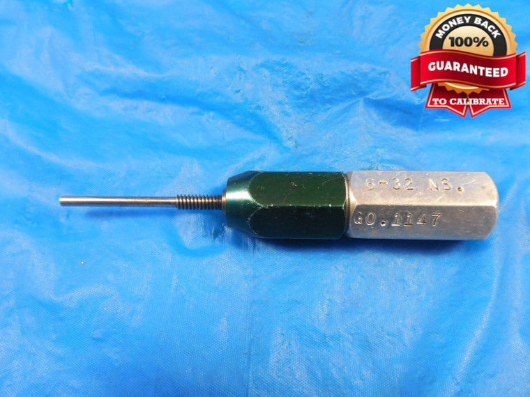 6 32 NS CONC. THREAD PLUG GAGE #6 .138 GO ONLY P.D. = .1147 QUALITY #6-32 TOOL