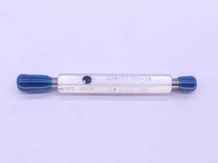 3/8 27 UNS 2B THREAD PLUG GAGE .375 .3750 GO NO GO P.D.'S = .3509 & .3556 CHECK - DS1201BU