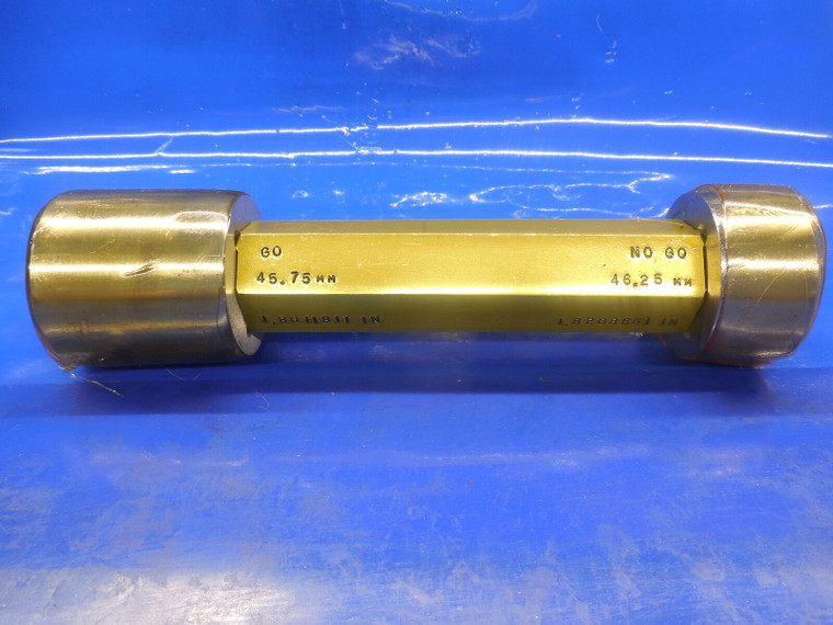 45.75 & 46.25 MM CLASS X SMOOTH PIN PLUG GAGE GO NO GO 46 MM 46.0 1.8125 +.0084