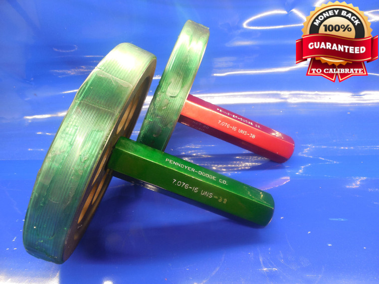 7.076 16 UNS 3B THREAD PLUG GAGES 7.0760 GO NO GO P.D.'S = 7.0354 & 7.0417 NS-3B