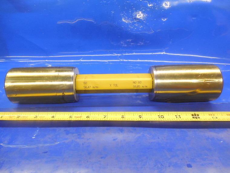 56.47 & 56.85 MM CLASS X SMOOTH PIN PLUG GAGE GO NO GO 56.50 57.0 MM 2.25 -.0118