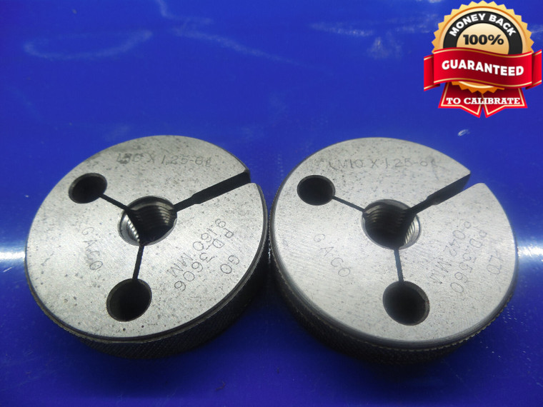 M10 X 1.25 6g THREAD RING GAGES 10.0 GO NO GO PD'S = 9.160 & 9.042 (.3606 .3560)