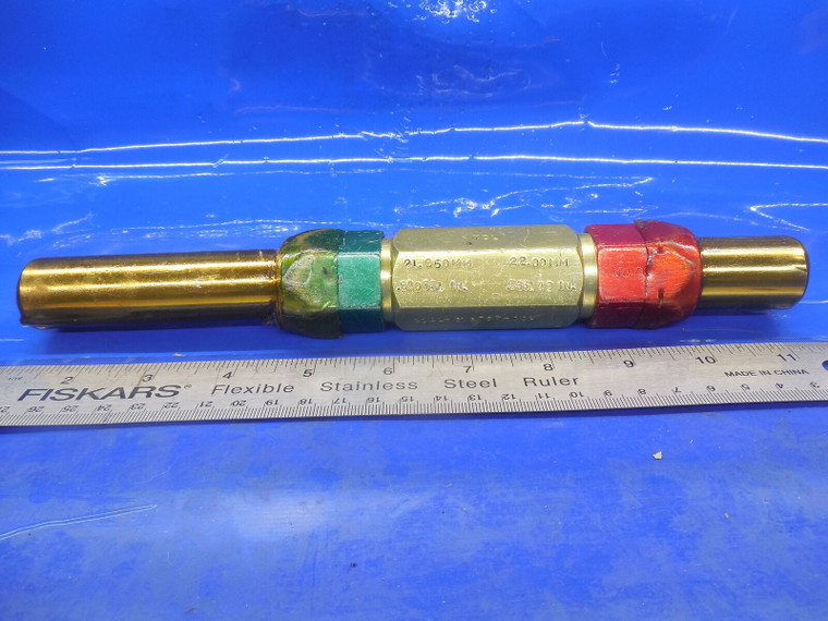 21.950 & 22.00 MM CLASS X SMOOTH PIN PLUG GAGE GO NO GO 22 22.0 MM .8750 -.0089