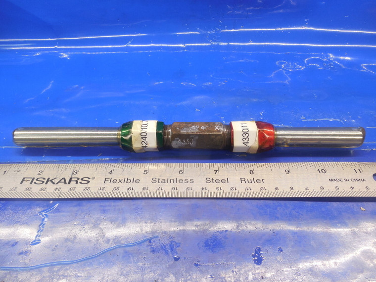 .4240 & .4330 DIA CLASS X SMOOTH PIN PLUG GAGE GO NO GO .4375 UNDERSIZE 7/16"