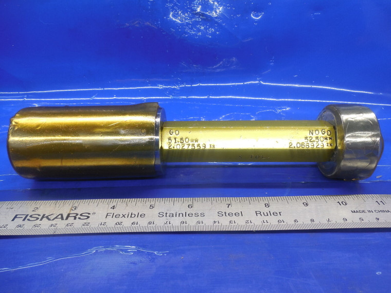 51.50 & 52.50 CLASS X SMOOTH PIN PLUG GAGE GO NO GO 51.50 52.50 MM 2.0625 +.0045