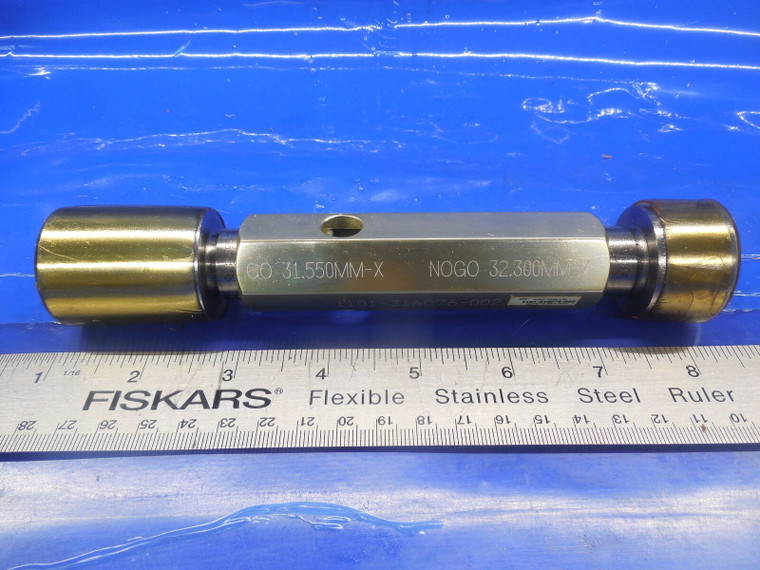 31.550 & 32.300 CLASS X SMOOTH PIN PLUG GAGE GO NO GO 31.50 32.0 MM 1.250 -.0079