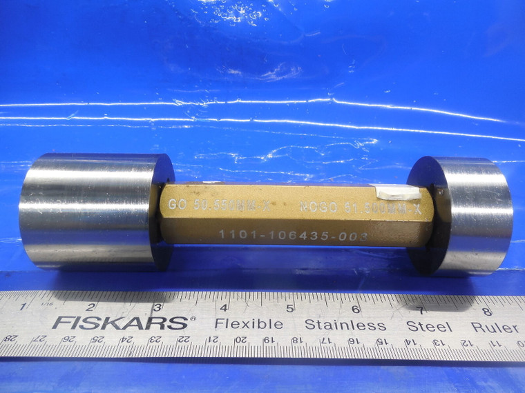 50.55 & 51.50 MM CLASS X SMOOTH PIN PLUG GAGE GO NO GO 50.50 51.50 MM 2.0 -.0098