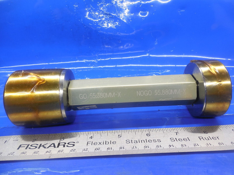 55.380 & 55.880 CLASS X SMOOTH PIN PLUG GAGE GO NO GO 55.0 56.0 MM 2.1875 -.0072