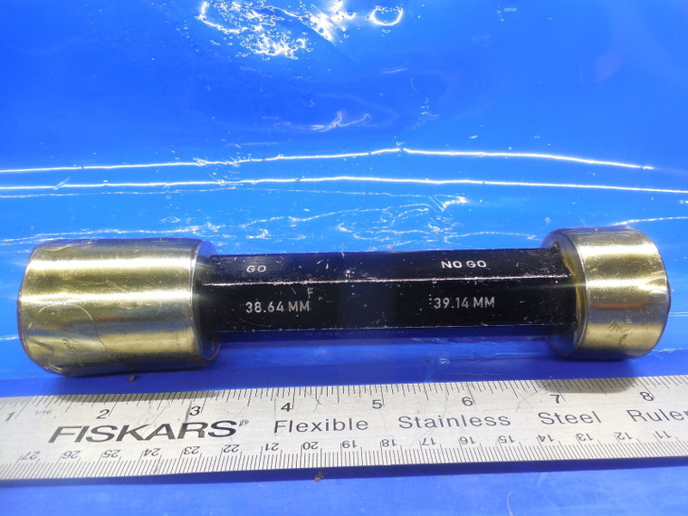 38.64 & 39.14 MM CLASS X SMOOTH PIN PLUG GAGE GO NO GO 39 39.0 MM 1.500 +.0213