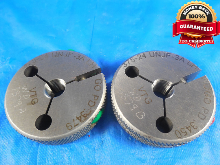 3/8 24 UNJF 3A VERMONT LEFT HAND THREAD RING GAGES .375 GO NO GO PDS .3479 .3450