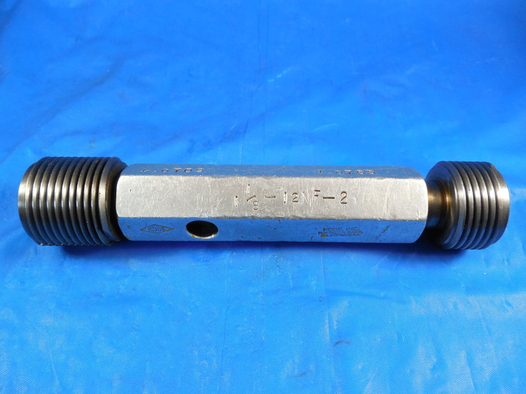 1 1/8 12 NF 2 THREAD PLUG GAGE 1.125 GO NO GO P.D.'S = 1.0709 & 1.0765 1 1/8-12