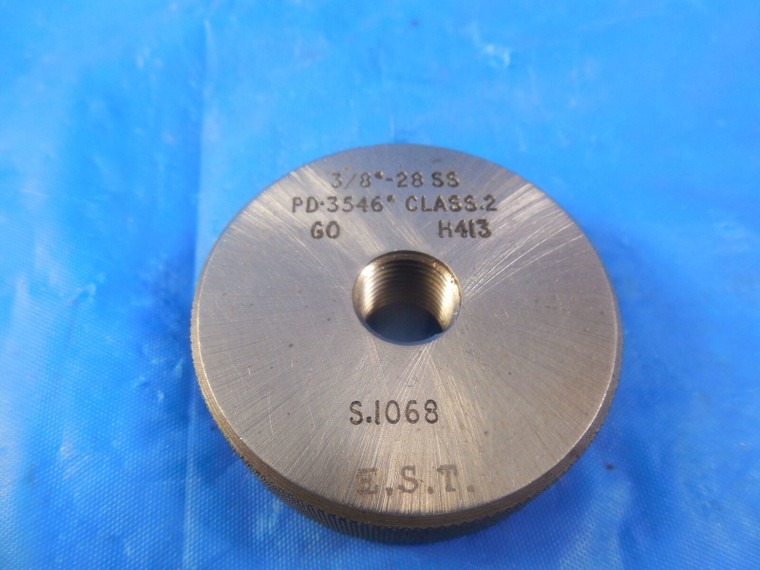 3/8 28 CLASS 2 SOLID THREAD RING GAGE .375 GO ONLY P.D. = .3546 INSPECTION TOOL