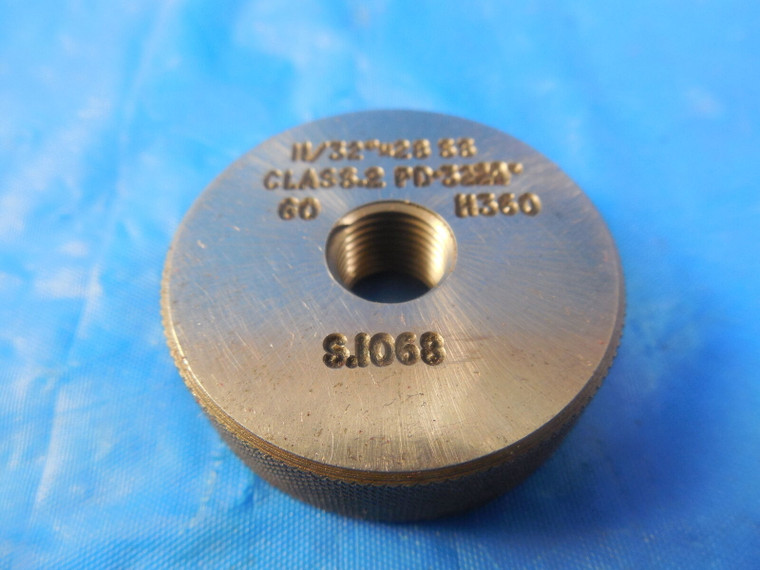 11/32 28 SS CLASS 2 SOLID THREAD RING GAGE .34375 GO ONLY P.D. = .3229 QUALITY