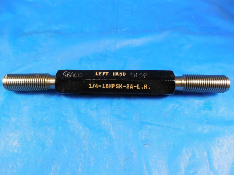 1/4 18 NPSM 2A LEFT HAND SET THREAD PLUG GAGE .25 GO NO GO P.D.'S = .4903 .4859