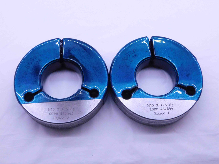 M45 X 1.5 6g METRIC THREAD RING GAGES 45 GO NO GO P.D.'S = 43.994 & 43.844 CHECK - CH1570MW