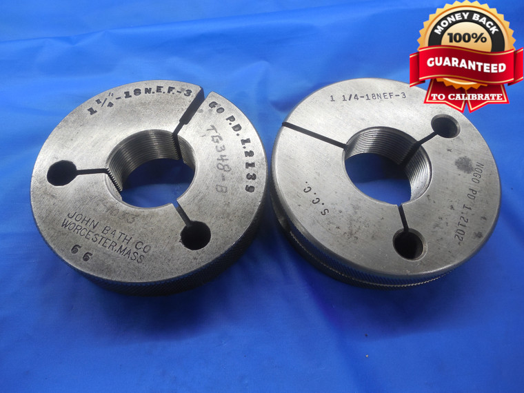 1 1/4 18 NEF 3 THREAD RING GAGES 1.25 GO NO GO P.D.'S = 1.2139 & 1.2102 UNEF-3 - 114183R1