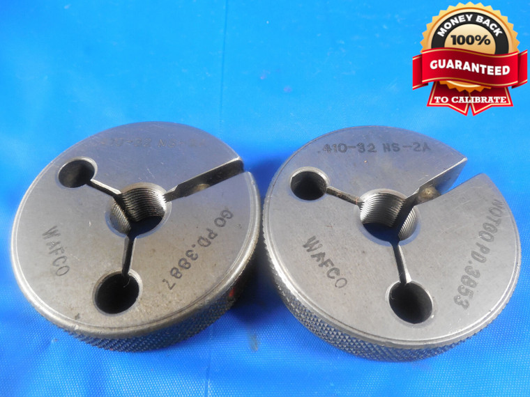 0.41 32 UNS 2A THREAD RING GAGES .41 GO NO GO P.D.'S = .3887 & .3853 .410 NS-2A