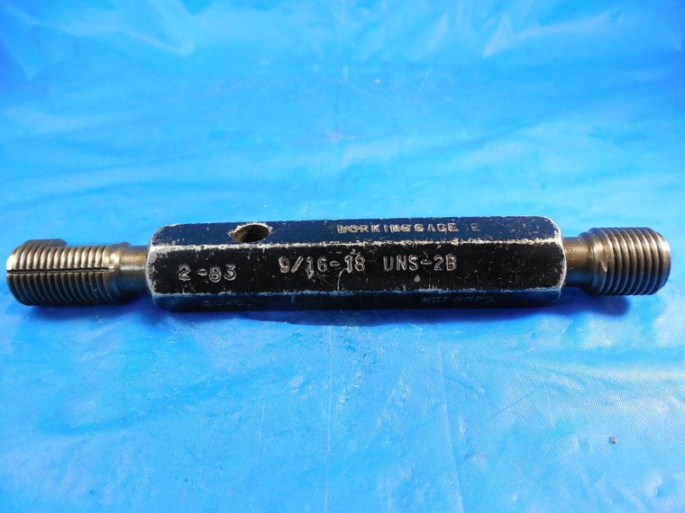 9/16 18 UNS 2B OVERSIZE THREAD PLUG GAGE .5625 GO NO GO P.D.'S = .5276 & .5335