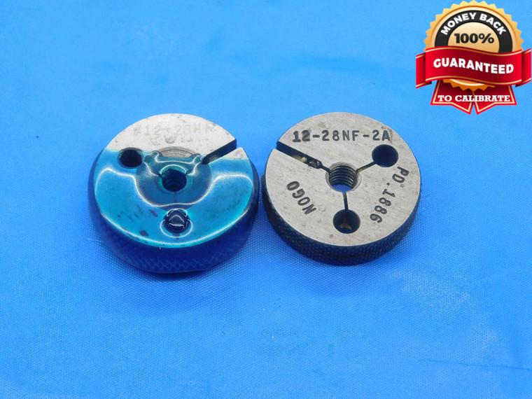 12 28 NF 2A THREAD RING GAGES #12 .216 GO NO GO P.D.'S = .1928 & .1886 UNF-2A - RL0322BU