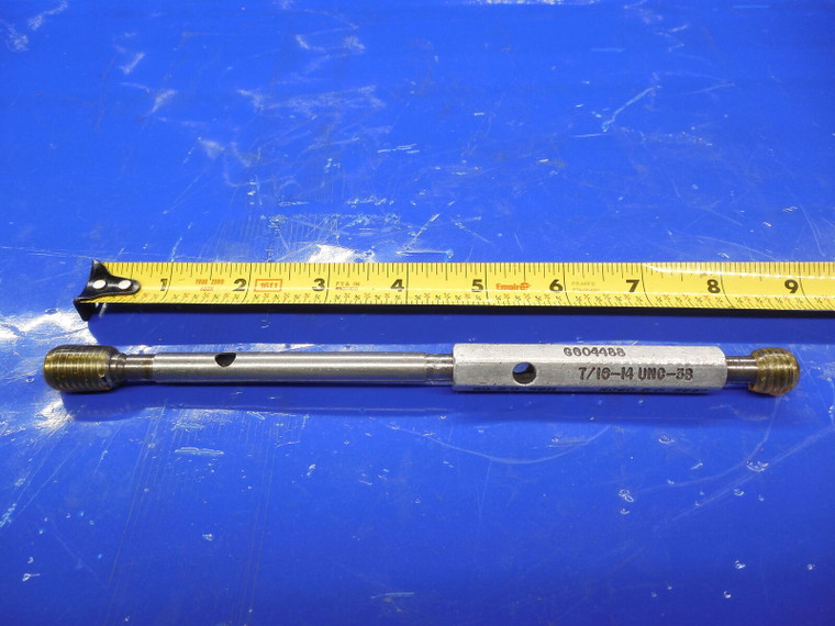 7/16 14 UNC 3B EXTRA LONG THREAD PLUG GAGE .4375 GO NO GO P.D.'S = .3911 & .3957