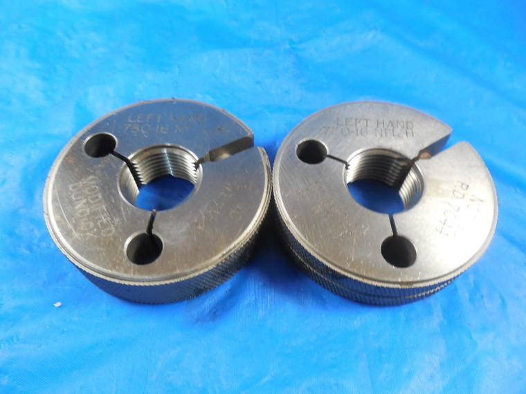 3/4 16 NF MODIFIED LEFT HAND THREAD RING GAGES .75 GO NO GO PDS .7104 & .7044 LH