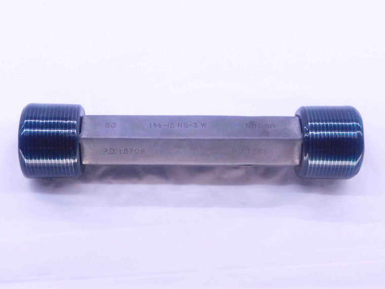 1 5/8 12 NS 3 SET THREAD PLUG GAGE 1.625 GO NO GO P.D.'S = 1.5709 & 1.5664 CHECK - JF1811MU