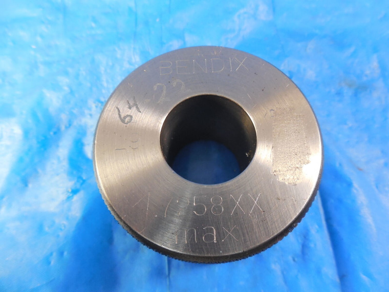 BENDIX .7258 DIA CLASS XX MASTER PLAIN BORE RING GAGE UNDERSIZE .7500 -.0242 3/4