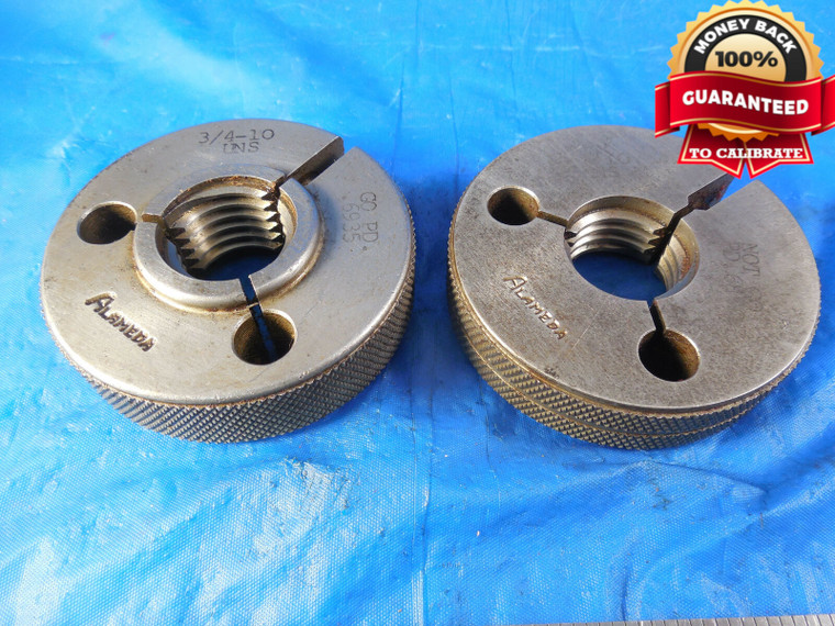 3/4 10 UNS SPECIAL P.D.'S THREAD RING GAGES .75 GO NO GO = .6935 & .6890 .750