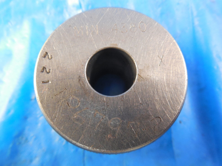 SHEFFIELD .4380 DIAMETER CLASS X PLAIN BORE RING GAGE NO GO OVERSIZE .4375 7/16