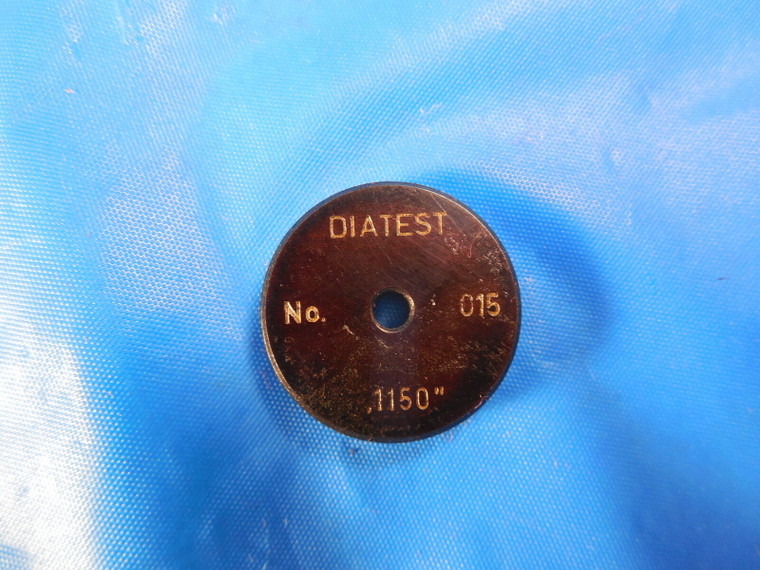 DIATEST .1150 DIA MASTER SMOOTH PLAIN BORE RING GAGE UNDERSIZE .1250 -.01 1/8