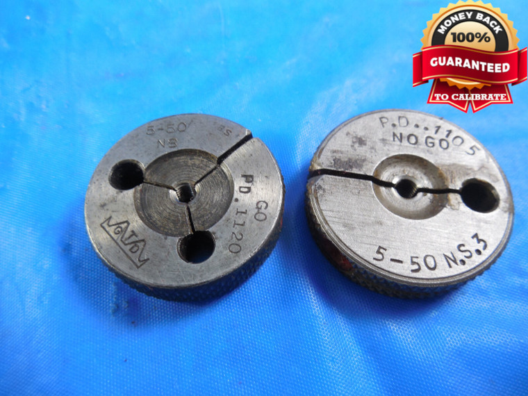 5 50 NS THREAD RING GAGES #5 .125 GO NO GO P.D.'S = .1120 & .1105 5-50 1/8-50