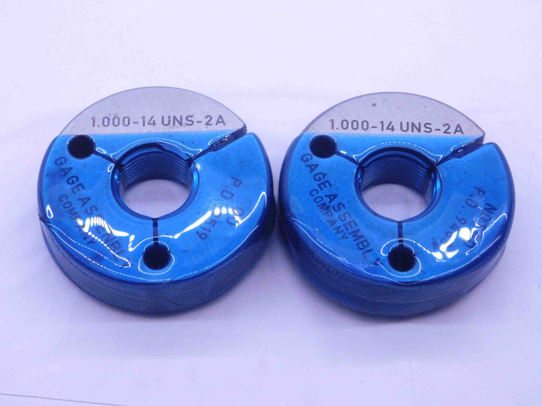 1" 14 UNS 2A THREAD RING GAGES 1.0 1.00 1.000 GO NO GO P.D.'S = .9519 & .9463 - DW8596BURL