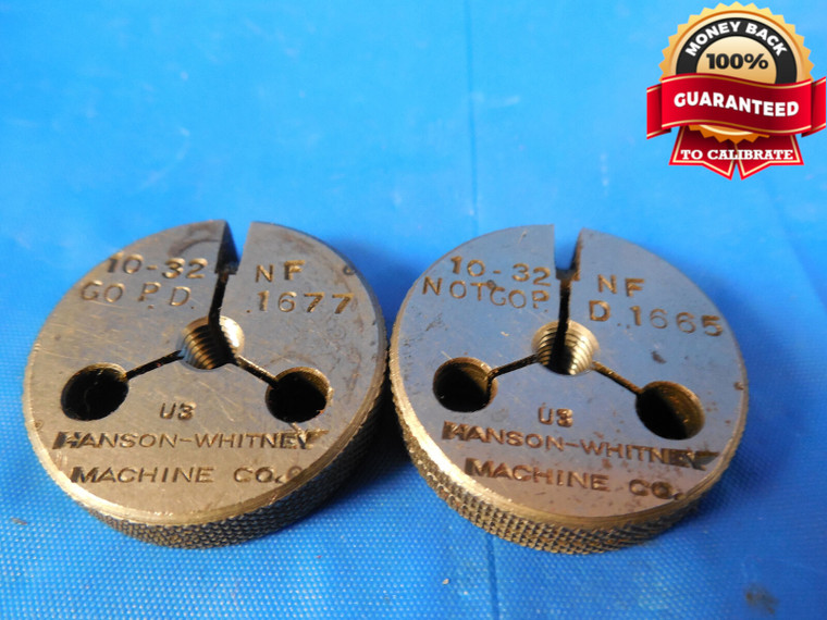 10 32 NF SPECIAL PITCH THREAD RING GAGES #10 .190 GO NO GO PD'S = .1677 & .1665