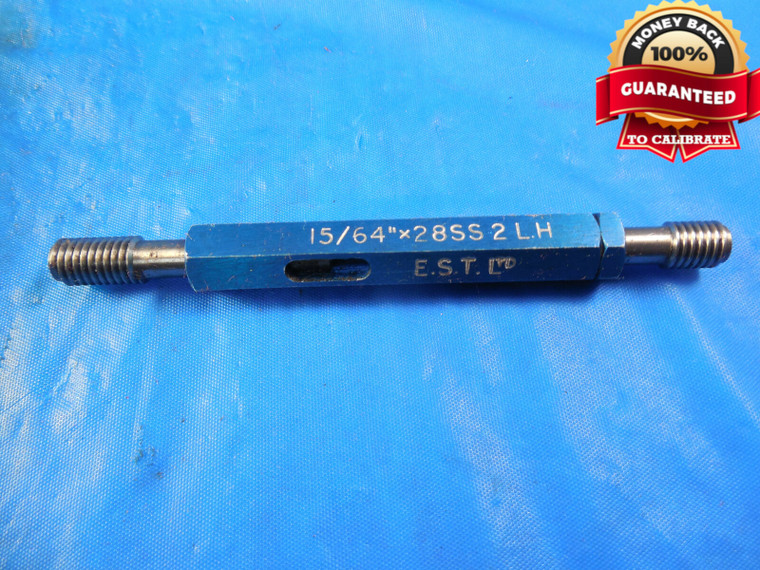 15/64 28 SS 2 LEFT HAND THREAD PLUG GAGE .234375 GO NO GO P.D.'S = .2140 & .2168