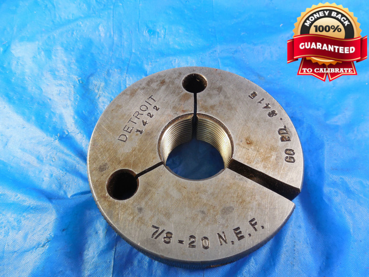 7/8 20 NEF BEFORE PLATE THREAD RING GAGE .875 GO ONLY P.D. = .8415 B/P P.P. TOOL