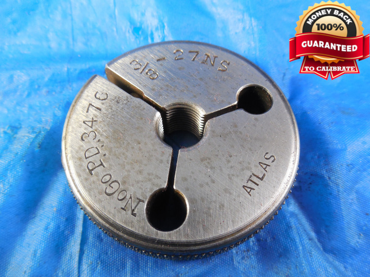 3/8 27 NS THREAD RING GAGE .375 NO GO ONLY P.D. = .3476 3/8-27 N.S. INSPECTION