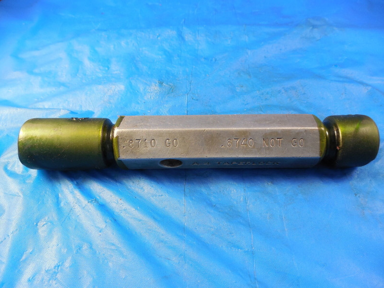 GTD .8710 & .8740 DIAMETER SMOOTH PIN PLUG GAGE GO NO GO UNDERSIZE .8750 7/8