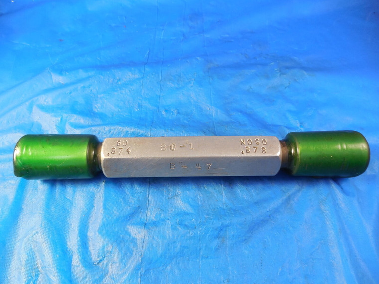 .8740 & .8780 DIAMETER SMOOTH PIN PLUG GAGE GO NO GO UNDER & OVERSIZE .8750 7/8