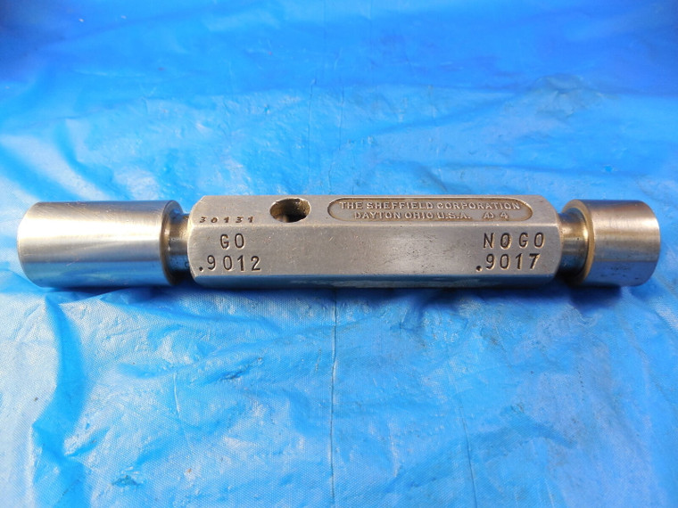 SHEFFIELD .9012 & .9017 DIA SMOOTH PIN PLUG GAGE GO NO GO OVERSIZE .8750 7/8
