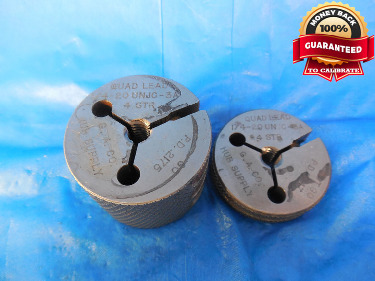 1/4 20 UNJC 3A QUAD LEAD THREAD RING GAGES .25 GO NO GO PDS= .2175 & .2147 4-STR