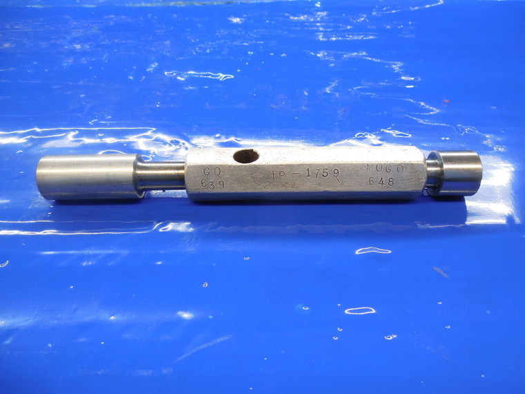 .6390 & .6480 DIAMETER SMOOTH PIN PLUG GAGE GO NO GO OVERSIZE .625 .6250 5/8