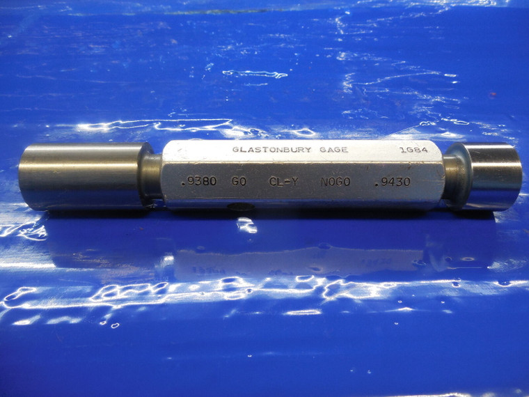 .9380 & .9430 DIA. CLASS Y SMOOTH PIN PLUG GAGE GO NO GO OVERSIZE .9375 15/16